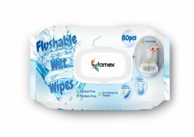 Famex spühlbare/sich auflösende feuchte Tücher